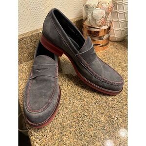 Donald J Pliner Mens 8 Gray  Suede Loafers MADE IN ITALY NICOLA MA‎ Red Bottom